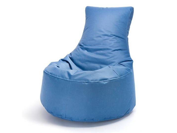 Pouf haut dossier polyester billes polystyrène extérieur/intérieur 85x80 bleu cobalt Ecopuf