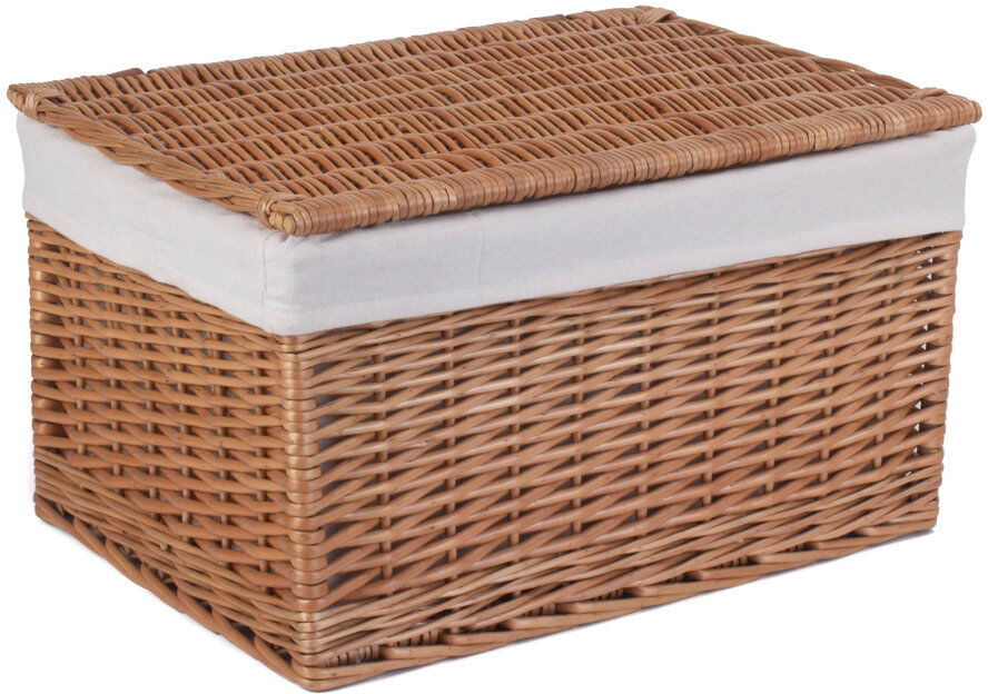 August Grove Wicker Extra Large Lined Storage Hamper Basket Double Steamed/White