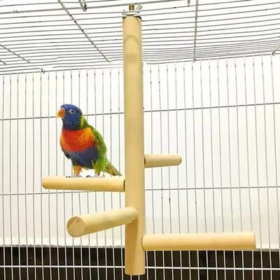 Inspired Living Natural Wood 4 Layer Bird Ladder & Swing Cage Toy For Parakeets, Budgies & Small Parrots Natural Wood 4 Layer Bird Ladder & Swing Cage Toy For Parakeets, Budgies & Small Parrots