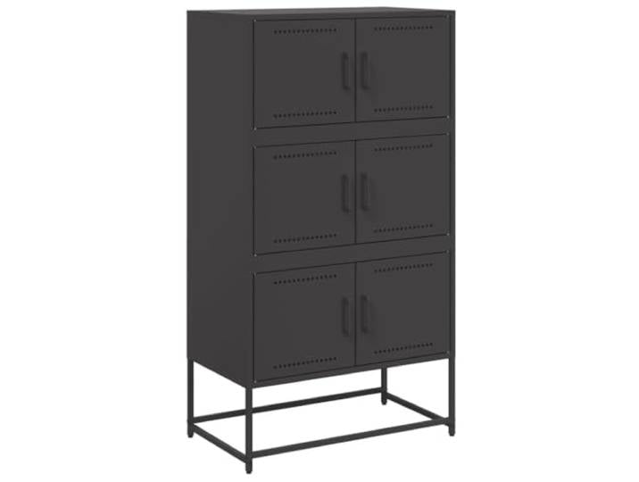 KGFHERENB Sideboard Schwarz 68,5x38,5x123,5 cm Stahl Metallschrank Industrieller Metallschrank mit 6 Fächern und Türen. Vielseitige Aufbewahrung für Wohnzimmer und Schlafzimmer.