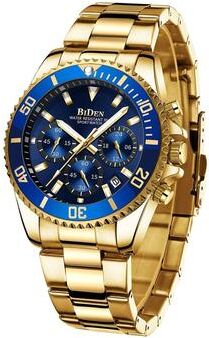 Uplifted Finds BIDEN Men Sports Chronograph Quartz Watch Waterproof gold blue