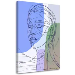 WANDBILD, Minimalistische lineare Grafik eines Gesichts