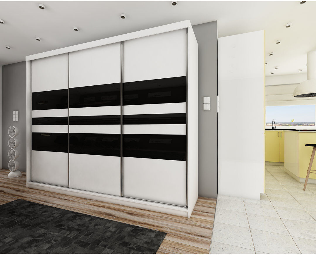 Brayden Studio Alphon 3 Door Wardrobe White/Black 250cm W X 62cm D