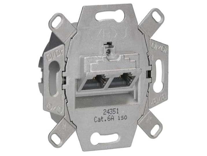 JUNG UAE8-8UPOK6 RJ-45-bus, categorie 6/Cat.6A ISO, 2 onafhankelijke stopcontacten, 8-polig