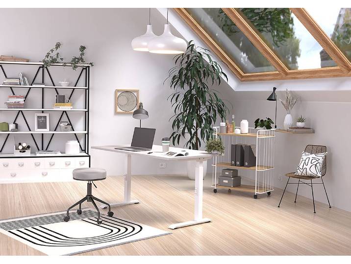 Höhenverstellbarer Schreibtisch Downey 120cm Grau/Kaschmir/Weiß