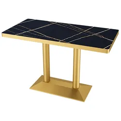 360Home Gastronomiemöbel Cafe Bar Restaurants Hotel Einrichtung  Quadratischer Tisch  Schwarz gold HMJT 120*60*75cm