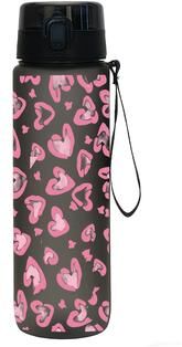 Universal Stock Leakproof Sports Water Bottle With Flip Top And Lanyard Heart Print e