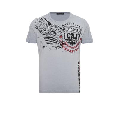 T-Shirt CIPO & BAXX "CT809", Herren, Gr. M, grau, Obermaterial: 95% Baumwolle CO. 5% Elasthan EL., regular fit, Rundhals, Shirts T-Shirt, auffällige Frontprint