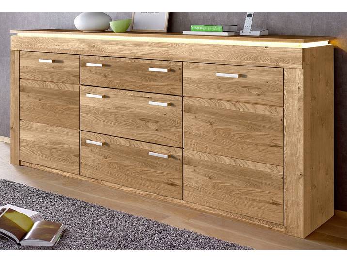 Sideboard VOGL MÖBELFABRIK, braun (wildeiche teilmassiv), B:222cm H:95,5cm T:40cm, Sideboards, Sideboard, Breite 222 cm