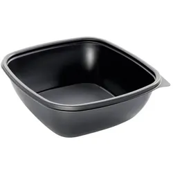 300x Menüschale, PP, schwarz, quadratisch, 750ml