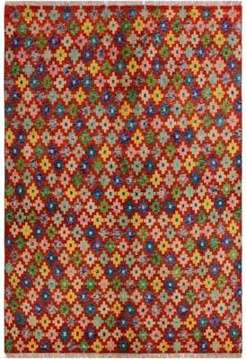 Treasured Knots Eclectic Balochi Grimes Red/Blue Hand Knotted Wool Rug - 4'10'' x 6'4''