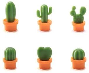 Uplifted Finds 6Pcs Cactus Magnetic Message Refrigerator Magnet & Potted Plant Decor orange