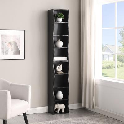 Modern 8-Tier Adjustable Shelf Ultra-Thin Bookshelf with Wavy Border Design by GDFStudio