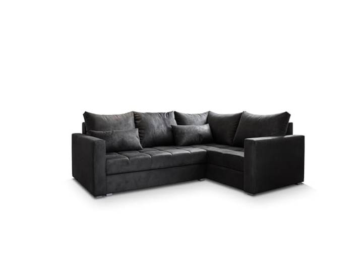 Masseno Ecksofa LIRENO R-S mit Schlaffunktion L-Form, Sofa mit Bettkasten, Wohnzimmersofa, Couch, Soffa, Bettsofa, Couchgarnitur- Schwarz, Kronos 07