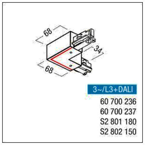 Zumtobel Winkelverbinder 3ph sw Schutzleiter außen S2 802150 (S2802150)