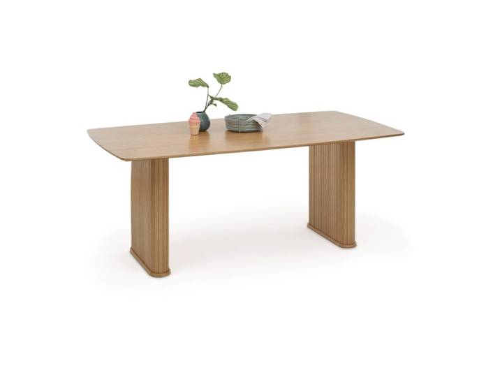 Trendstore Uriel Esstisch in Bootsform Lamellenoptik Modern, Vin
