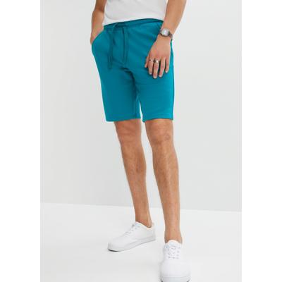 Sweatbermudas BONPRIX, Herren, Gr. 52/54, N-Gr, kobalttürkis, angeraute Sweatware, Obermaterial: 60% Baumwolle, 40% Polyester, regular fit kniefrei, Hosen, elastischer Bund und seitlichen Einstecktaschen