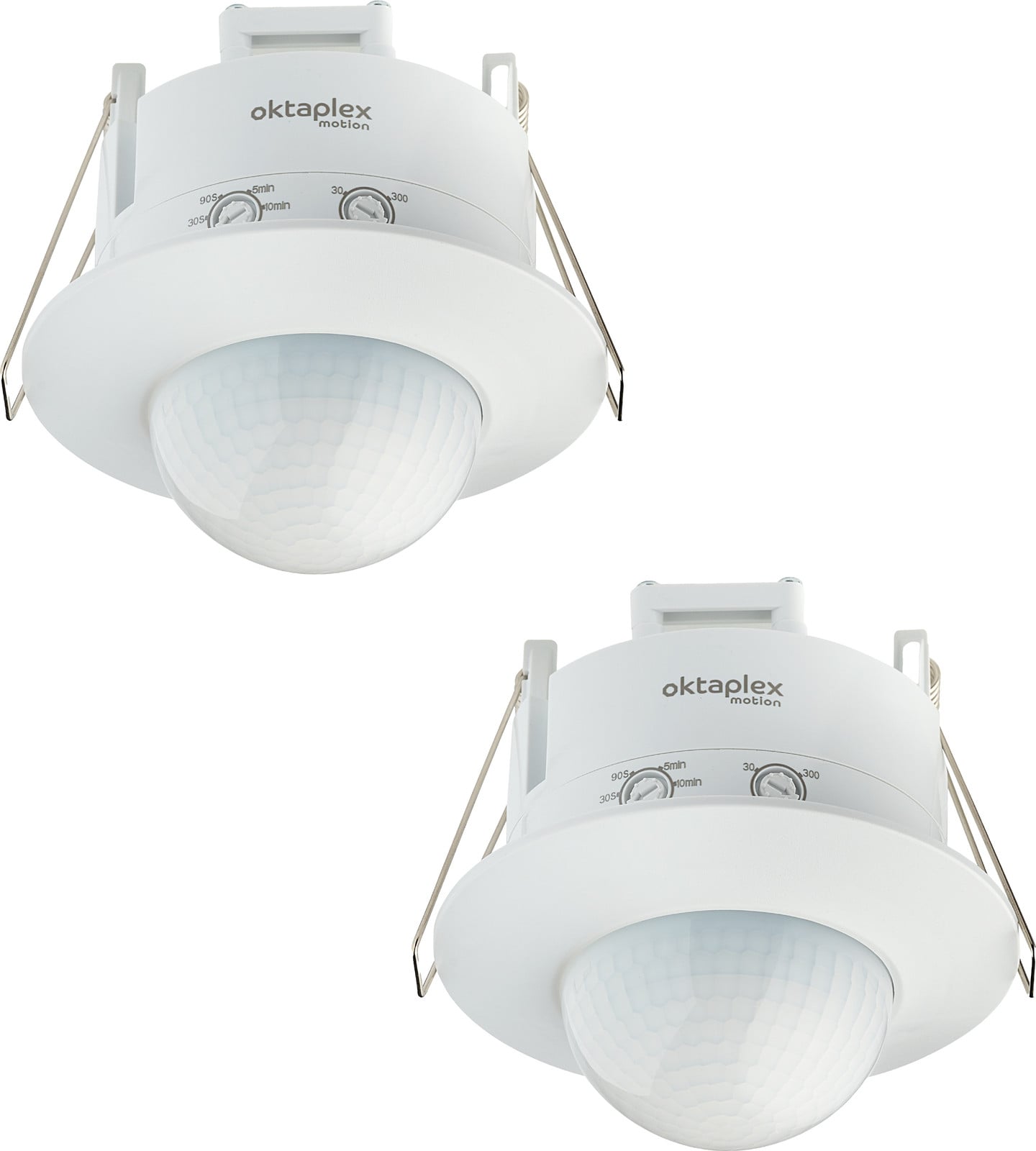 Oktaplex 2x Inbouw bewegingsmelder, 360 graden infrarood, wit, geschikt voor LED, 230V