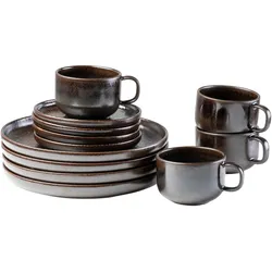 Gipfelstück Kaffeeservice, Steinzeug Glockenklang Bronze / Braun