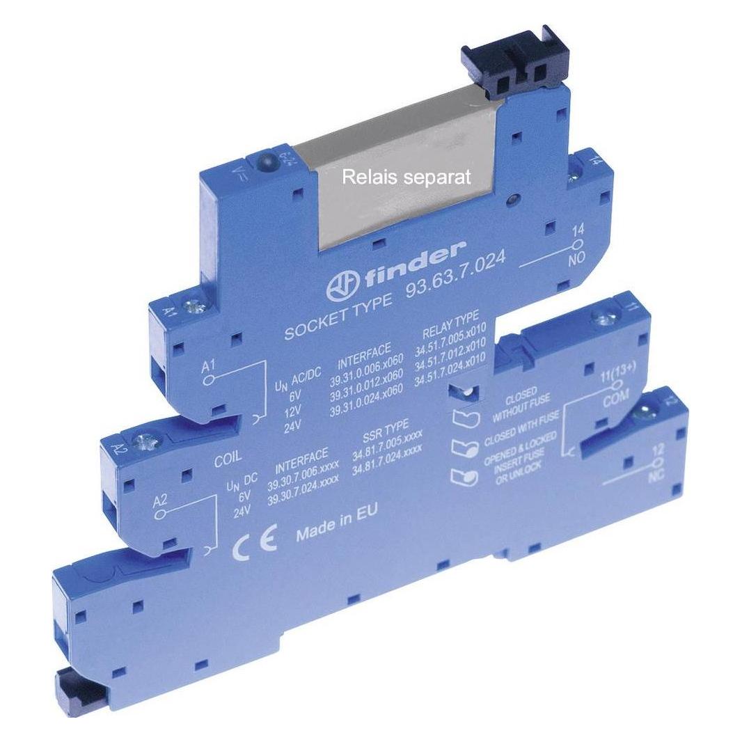 Finder 93.63.0.024 Relaissockel mit Haltebügel, mit LED, mit EMV-Entstörbeschalt (Relaissockel) (93.63.0.024-1)