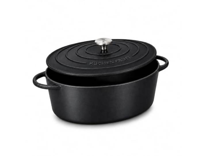 Küchenprofi 0402001031 Bratentopf oval, Provence, Gusseisen, schwarz, 17 x 32,2 x 34,6 cm
