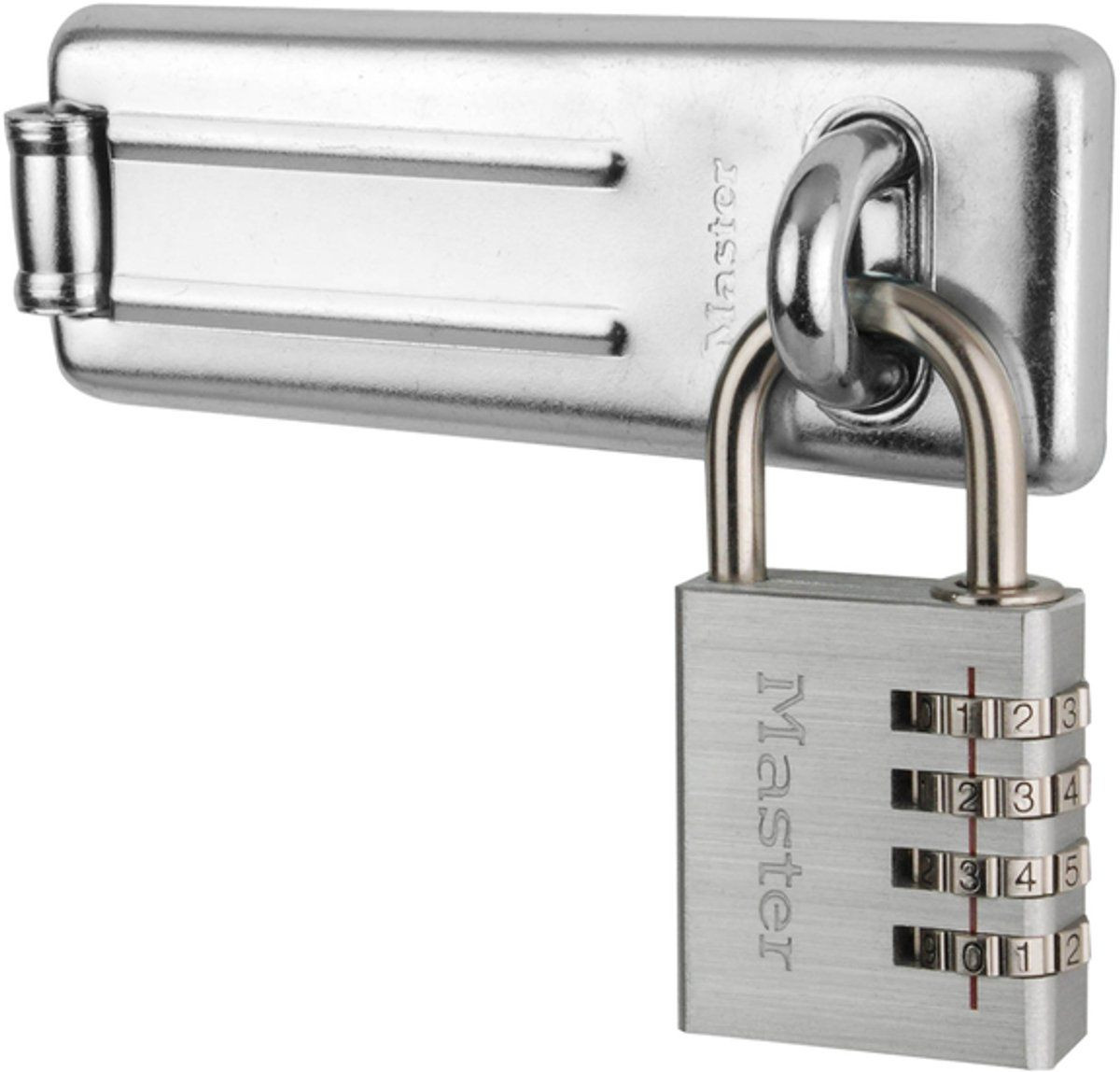 Master Lock 7640704EURD Overvalslot - 4-cijferig hangslot - Zilver