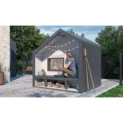 Kinderspielhütte Luna - Gartenhaus aus Kiefer/Fichte, natur - Spielhaus für Kinder - Kinderspielhaus für den Garten im skandinavischem Stil