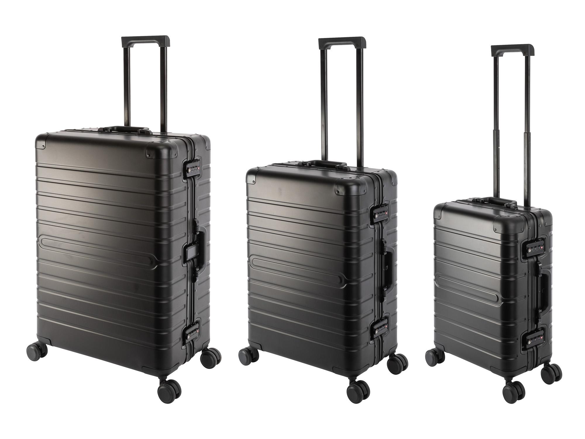 Travelhouse Oslo - 3er Reisekoffer Set SML - Aluminium Hartschale Schwarz
