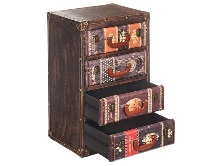 Kobolo Kommode TAIO aus MDF 4 Schubladen 41x32x64 cm Braun
