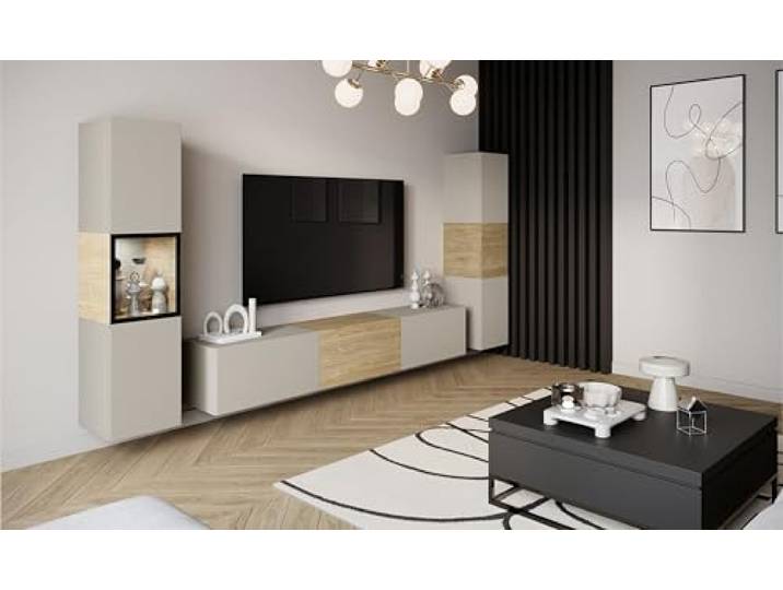 MINIO go for it - Wohnwand BRELA 3, 3-Teilig Set Wohnzimmermöbel mit LED
