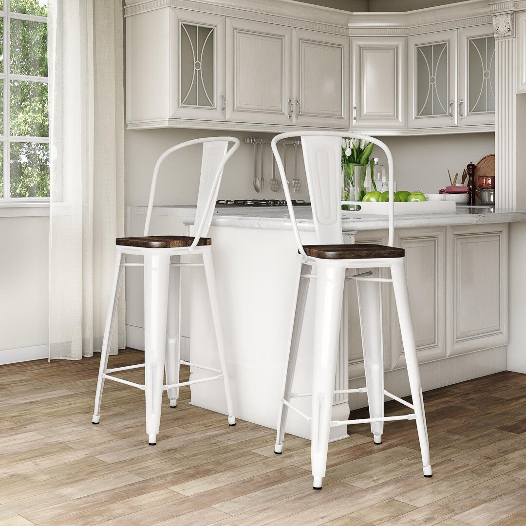 Trent Austin Design North Andover Bar Stool White Counter Stool (23.5” Seat Height)