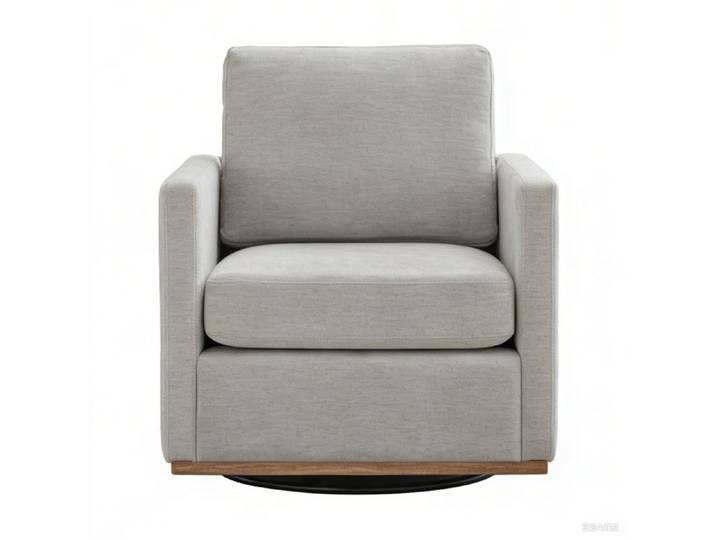 Fauteuil Scandinave carré - fauteuil rembourré - pivotant - chenille et bois massif - 85x78x88.5 - gris