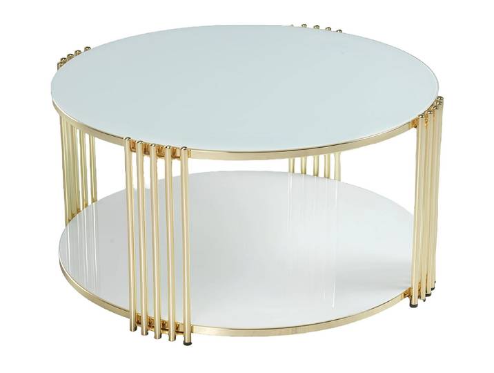 Xlmoebel Couchtisch Runder Couchtisch aus weißem Metall im eleganten Design (Couchtisch), Hergestellt in Europa