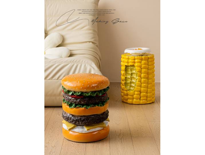 Tabouret de hamburger en résine nordique moderne, table d'appoint de fromage, tabouret de glace, tabouret de maïs nigo, décoration de la maison, repose-pieds artisanaux