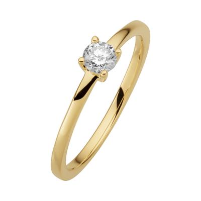 Fingerring OROLINO "Gold 585 mit einem echten Brilliant 0,25ct." Gr. 58, gelb, Fingerringe, Damen, 058 (18,5), 0,25 P2 = erkennbare Einschlüsse, Gold, Fingerring