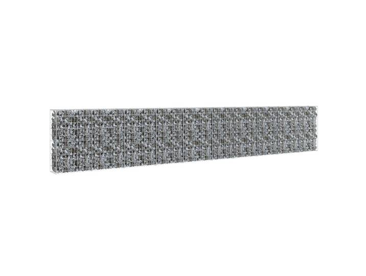 vidaXL Gabionenwand Mit Abdeckung Verzinkter Stahl 600/30/100 Cm, Silberfarben, Metall, Rechteckig, 30x100 cm, Gartenzubehör