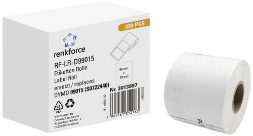 Renkforce Etiketten Rolle Kompatibel ersetzt DYMO DYMO 99015 70 x 54mm Papier Weiß 320 St. Permanent haftend Universal-Etiketten