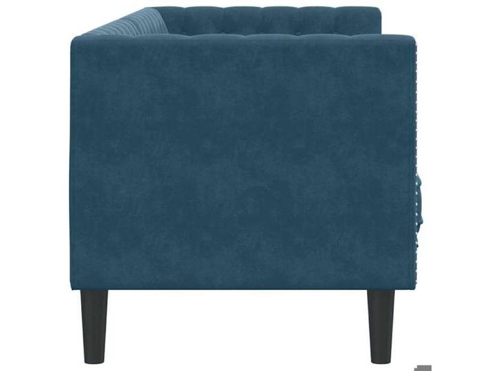 Canapé Chesterfield avec traversins 3 places bleu velours_2 ans garantie_88289