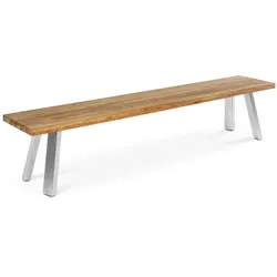 OUTFLEXX Gartenbank, Edelstahl/recyceltes Teak, 160x40x45cm, A-Gestell, rustikal gebürstet