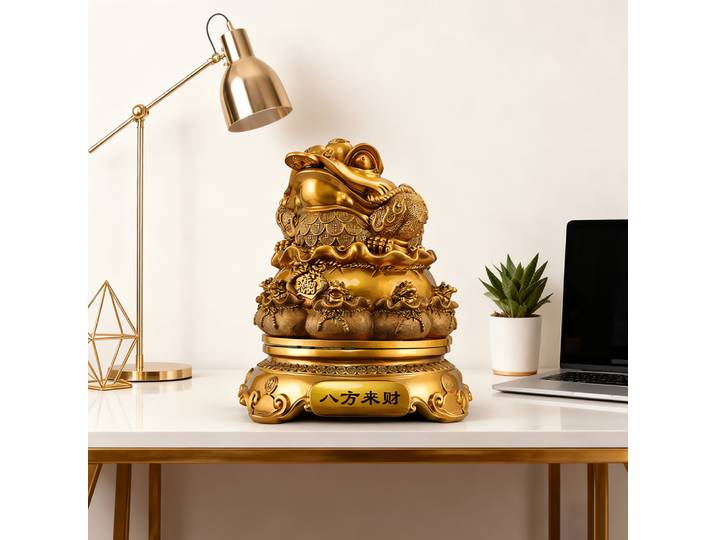 Sculpture de crapaud de Fortune, attirant la richesse, décor Feng Shui pour le bureau à domicile, breloque de prospérité avec pièce de monnaie, idée cadeau de réussite d'affaires ​ ​