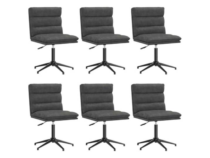 Jkghdrt Esszimmerstühle 6 STK. Schwarz Kunstleder Metall und Holz Gestell, dickem Schaumstoff, Spaltdruckfeder höhenverstellbar, pflegeleicht, schmutzabweisend