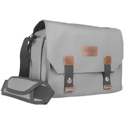 mantona Kameratasche Milano grande (Kamera Schultertasche), Kameratasche, Grau