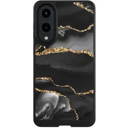 Nivocase Hülle für Samsung Galaxy S25 Edge Handyhülle NIVOcore Case Schwarz Glitzer Look Marmor Muster (Samsung Galaxy S25 Edge), Smartphone Hülle, Schwarz