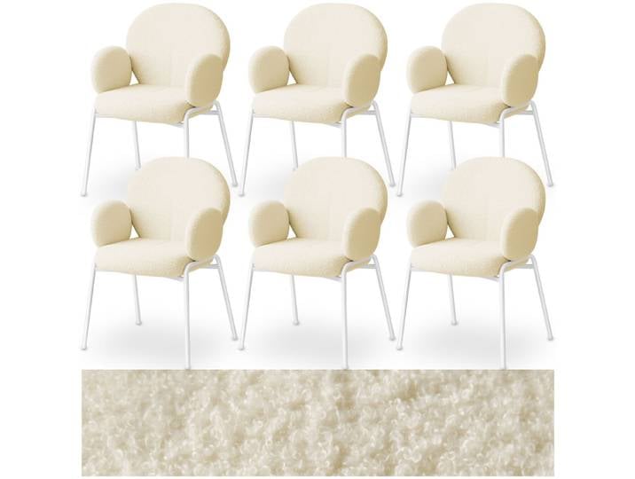 Stuhl Scandi gepolstert, Bouclé-Stoff - creme, 6er Set