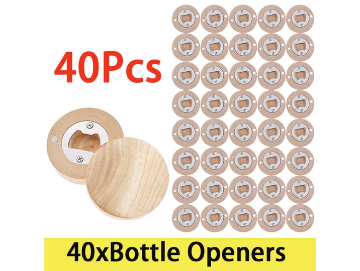 Autocollant rond Simple en bois pour réfrigérateur, ouvre-bouteille magnétique pour réfrigérateur, accessoires de cuisine universels, 40 pièces