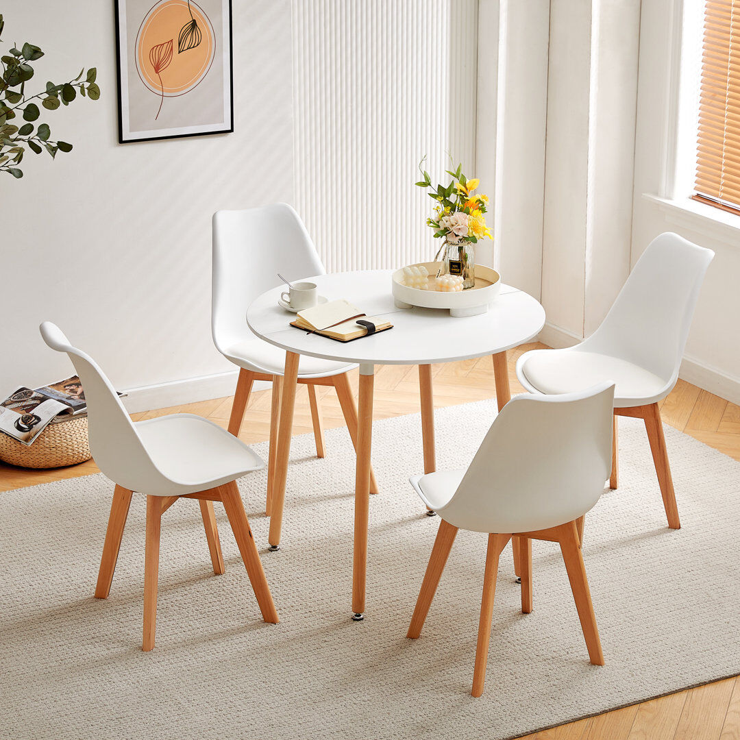 Hykkon 4 - Person Dining Set White/White 4