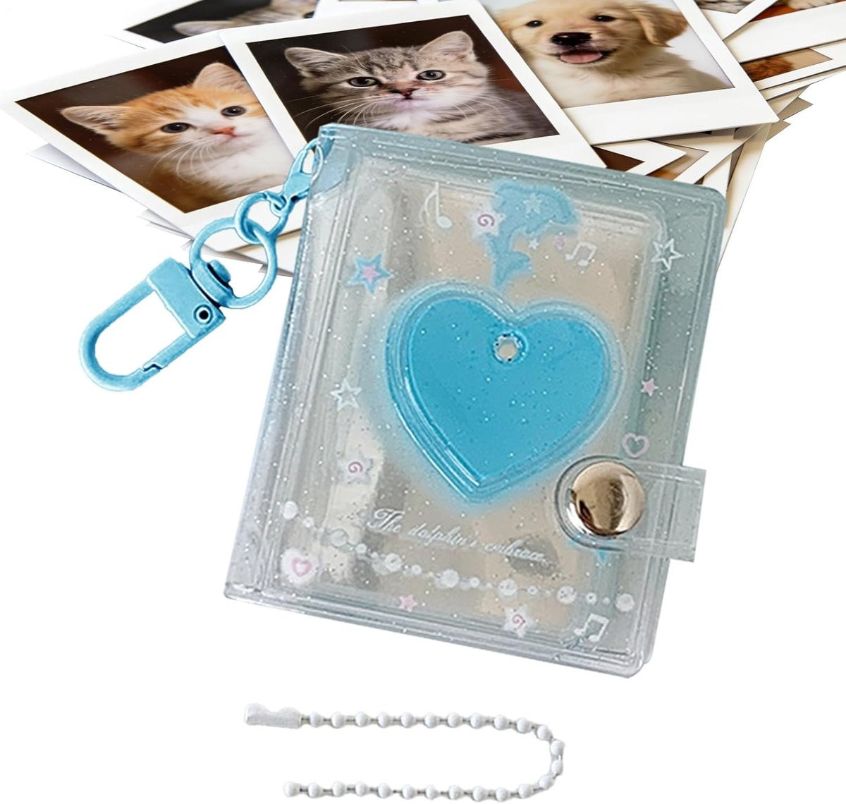 Blauw Mini Fotohanger Album met Hartvorm Ontwerp voor 24 Foto's
