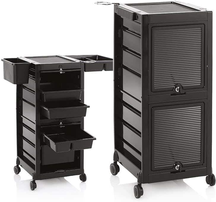 Xanitalia Carrello da Parrucchiere con Cassetti a Scomparsa Secret Black