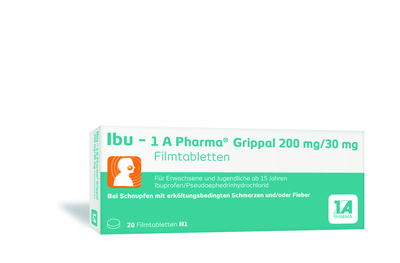 1 A Pharma GmbH IBU-1A Pharma Grippal 200 mg/30 mg Filmtabletten 20 St 14141365