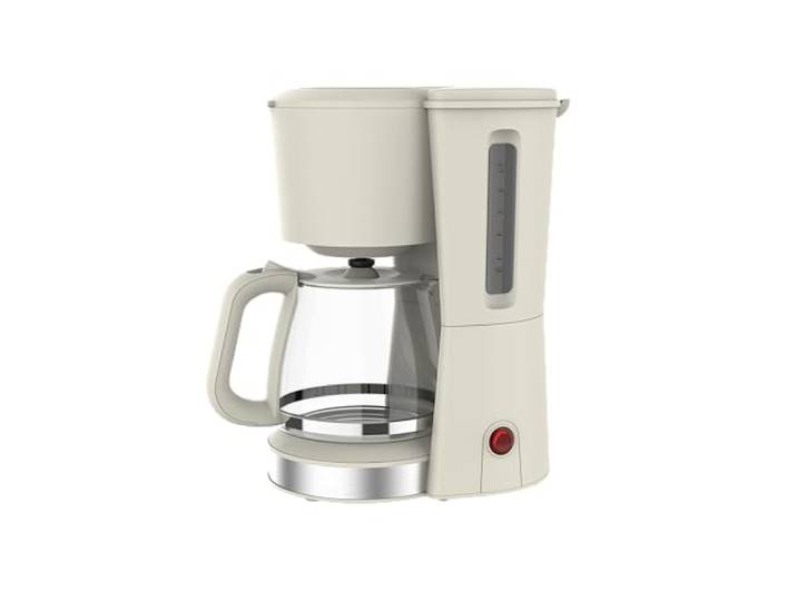 Terraillon - SUNRISE- Cafetière filtre Electrique\, Verseuse verre\, 1080W\, Capacité 1\,5L\, Maintien au chaud\, Indicateur de niveau d'eau-\,Fonction anti-goutte\, Design vintage\, Crème